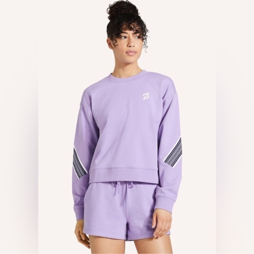 Peloton Sport Purple Lavender Sweatshirt with Stripes on Sleeve Size Small